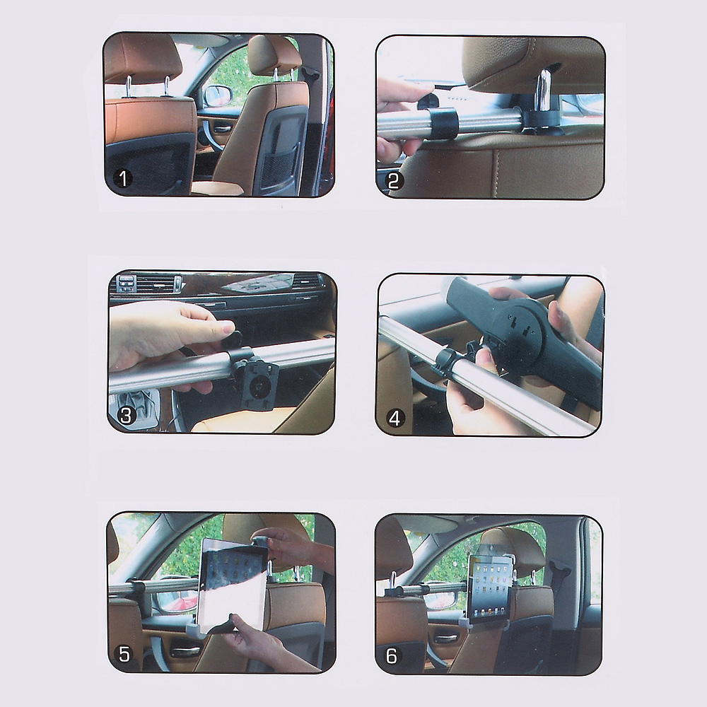 Car Headrest Mount Holder Lever 360-Degree Rotation for iPhone 7/iPad Pro 9.7 Etc-20