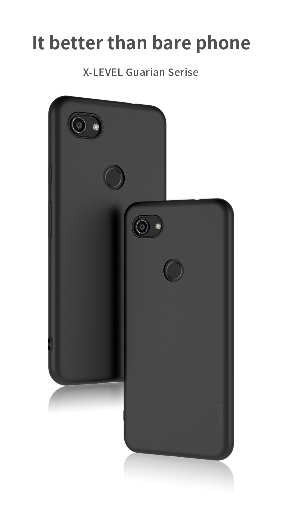 X-level Guardian Series Matte TPU Phone Case Cover Für Google Pixel 3a - Schwarz