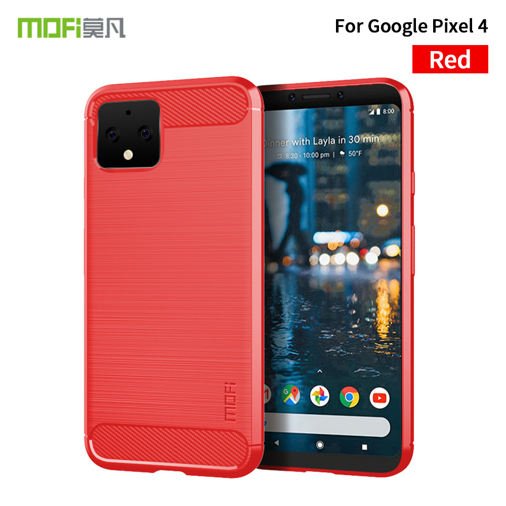 MOFI Texture en Fibre de Carbone Case TPU Brossée Pour Google Pixel 4 - le Noir