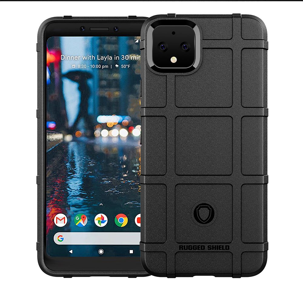 Schockfeste Robuste Quadratgitter Textur TPU Phone Hülle Schutz Telefonschale Für Google Pixel 4 XL - Blau