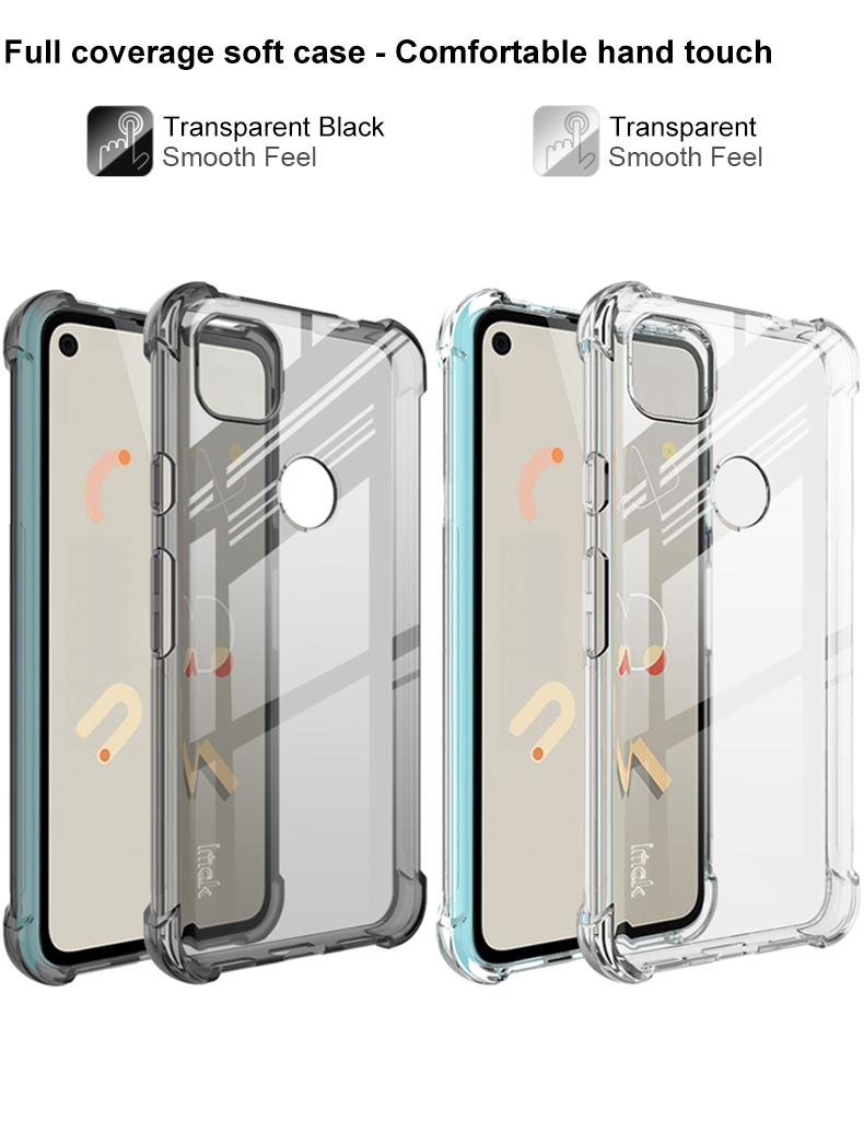 Imak Silky Anti-drop TPU Case + Película Protector de Pantalla Para Google Pixel 4a - Gris