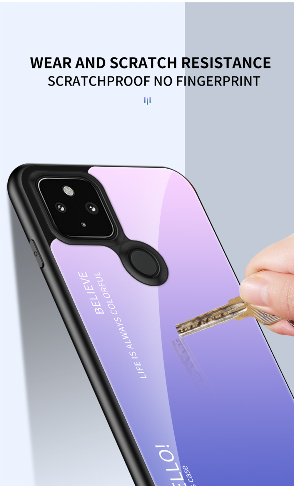 Leichtgewichtiger Schlanker Gradient-Gradient-Gla-Handy-Kasten Für Google Pixel 4A 5G - Blau Schwarz