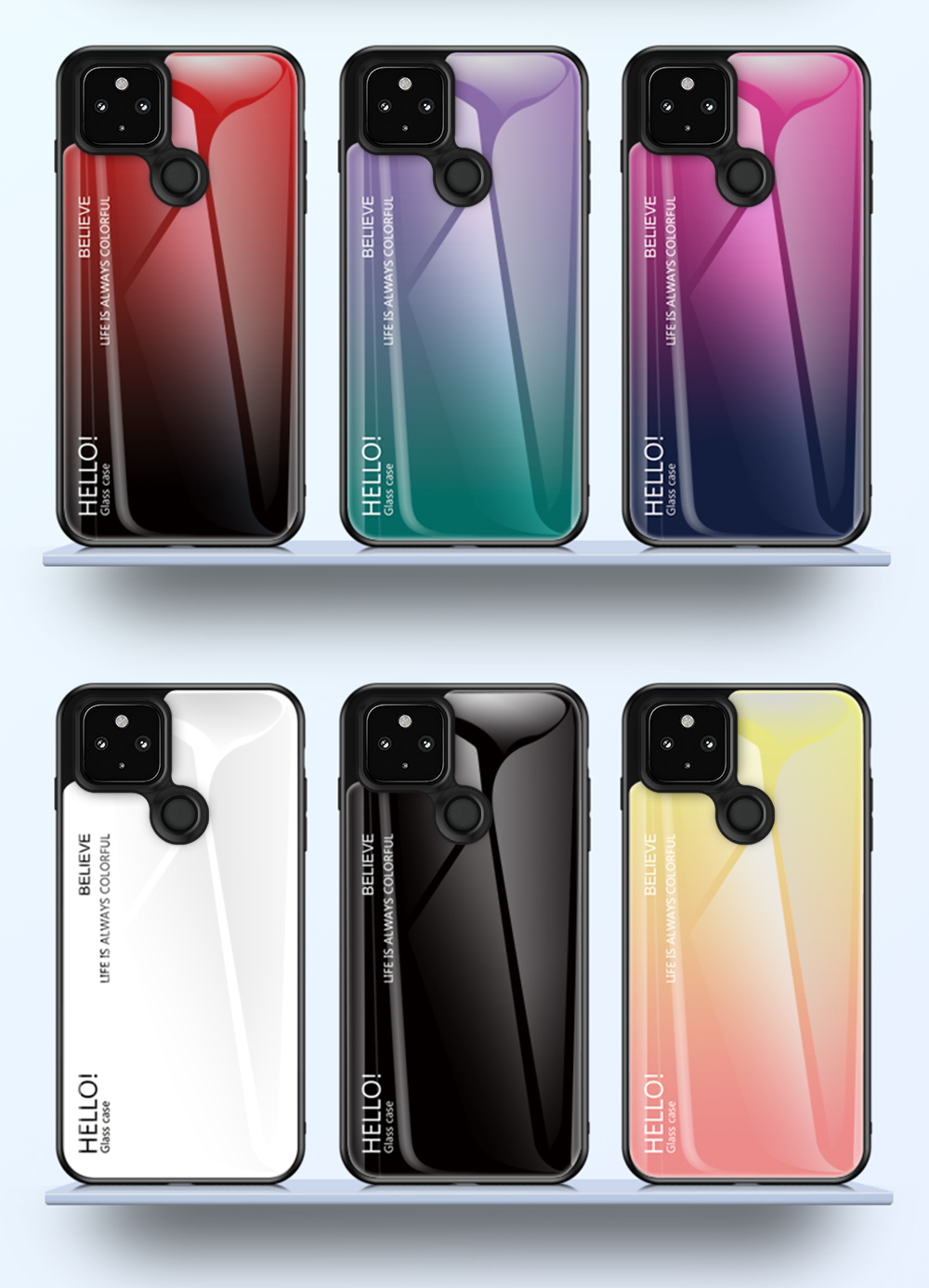 Leichtgewichtiger Schlanker Gradient-Gradient-Gla-Handy-Kasten Für Google Pixel 4A 5G - Blau Schwarz