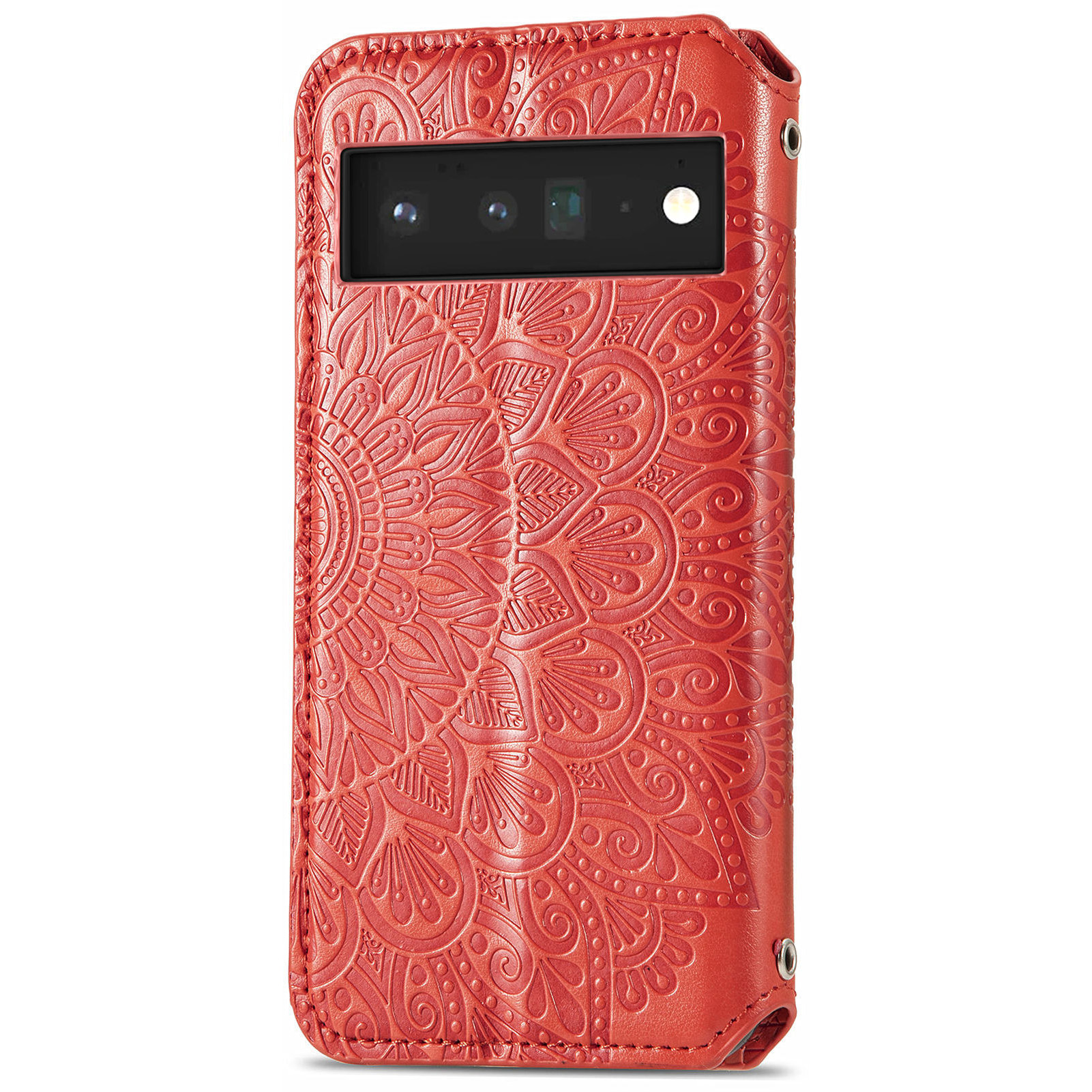 Magnetic PU Leather+TPU Auto-absorbed Mandala Flower Pattern Imprinted Wallet Stand Flip Cover for Google Pixel 6 - Red-3