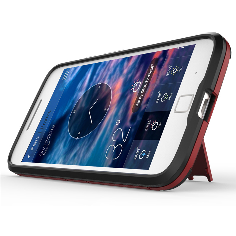 PC TPU Hybrid Phone Cover for Motorola Moto G4 Play with Kickstand - Red-5