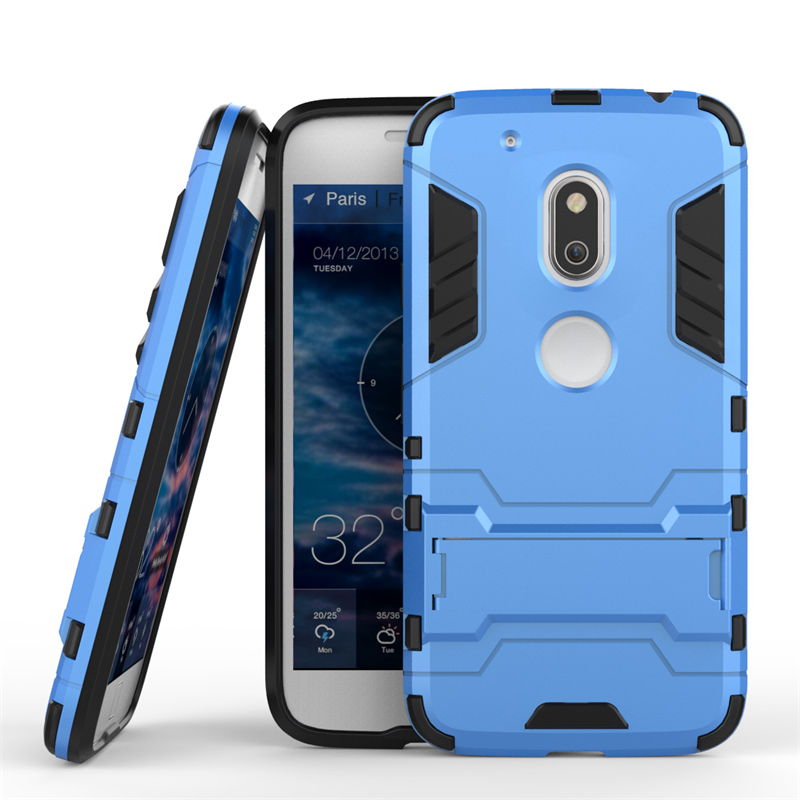 PC TPU Hybrid Back Shell for Motorola Moto G4 Play with Kickstand - Baby Blue-2