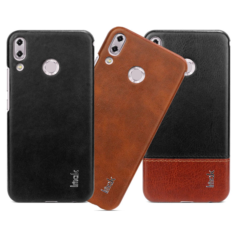 Imak Ruiyi Series Couro de Couro PC Tampa Para Asus Zenfone 5Z ZS620KL / Zenfone 5 ZE620KL - Preto / Castanho