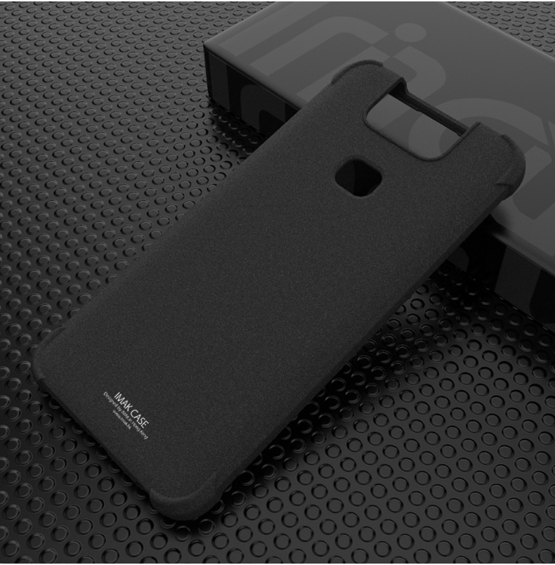 IMAK Silky Anti-drop Soft TPU Phone Cover + Bildschirmschutzfilm Für Asus Zenfone 6 ZS630KL - Matt-schwarz