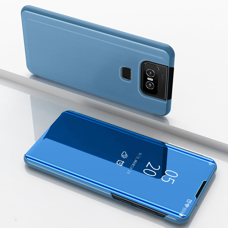 Вид Окна Зеркало Поверхность Кожаный Flip Case Для Asus Zenfone 6 ZS630KL - Чернить