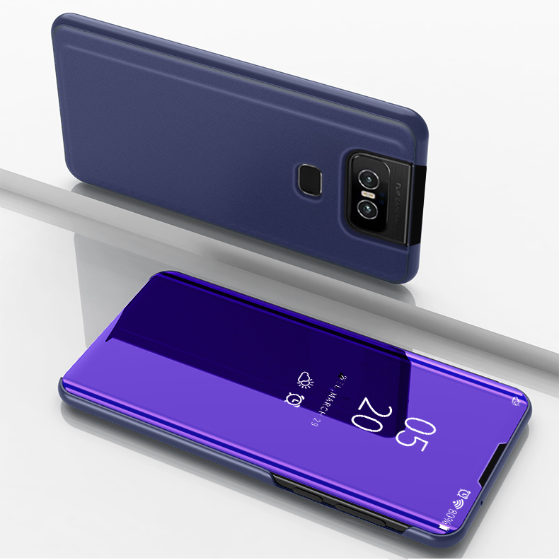 Вид Окна Зеркало Поверхность Кожаный Flip Case Для Asus Zenfone 6 ZS630KL - Чернить