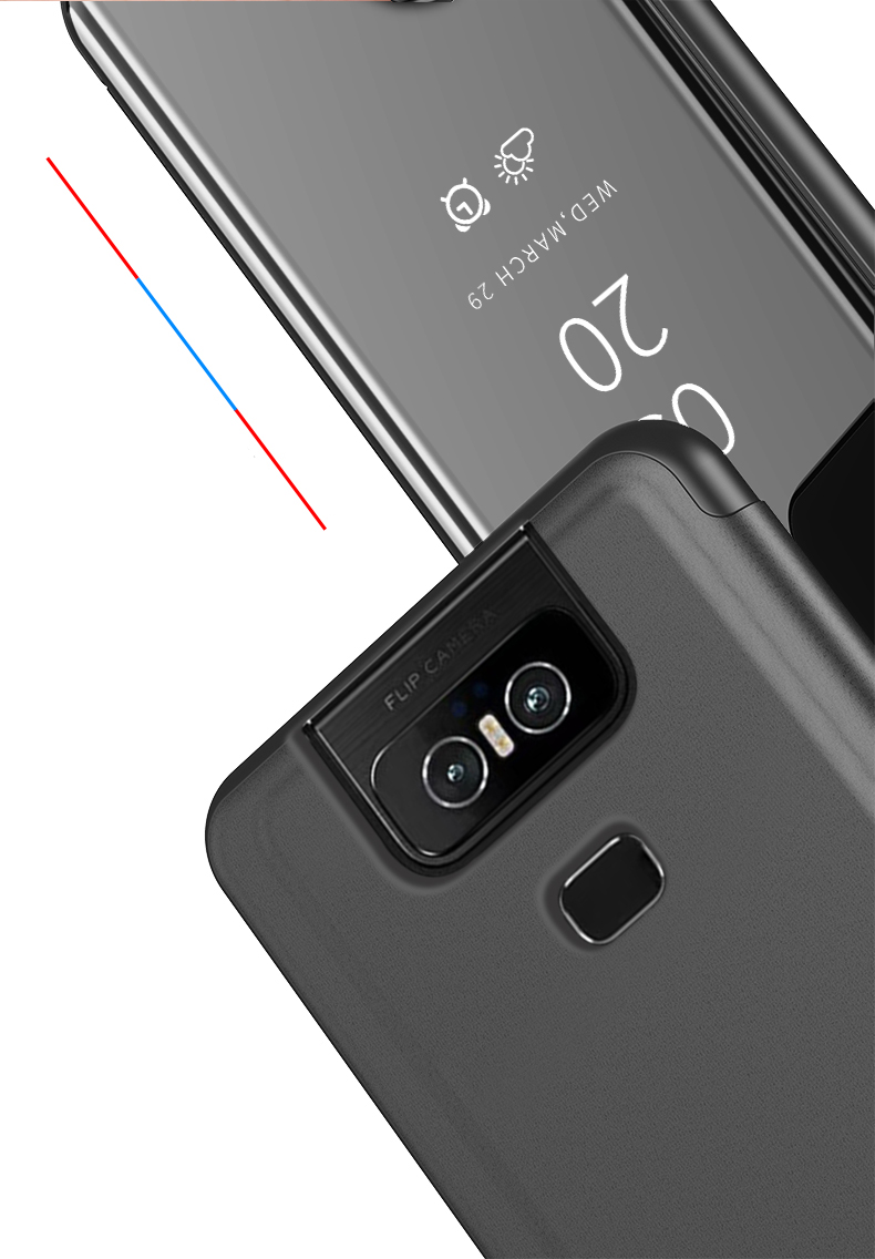 Guarda La Finestra Della Finestra Della Superficie Della Superficie Della Finestra Custodia A Flip In Pelle Per Asus Zenfone 6 ZS630KL - Nero