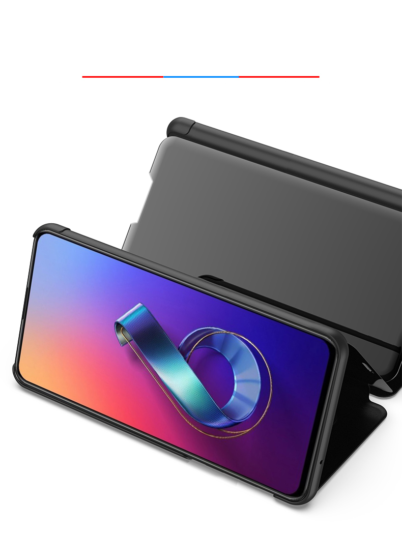 View Janela Espelho De Superfície De Superfície Flip Capa Para Asus Zenfone 6 Zs630kl - Preto