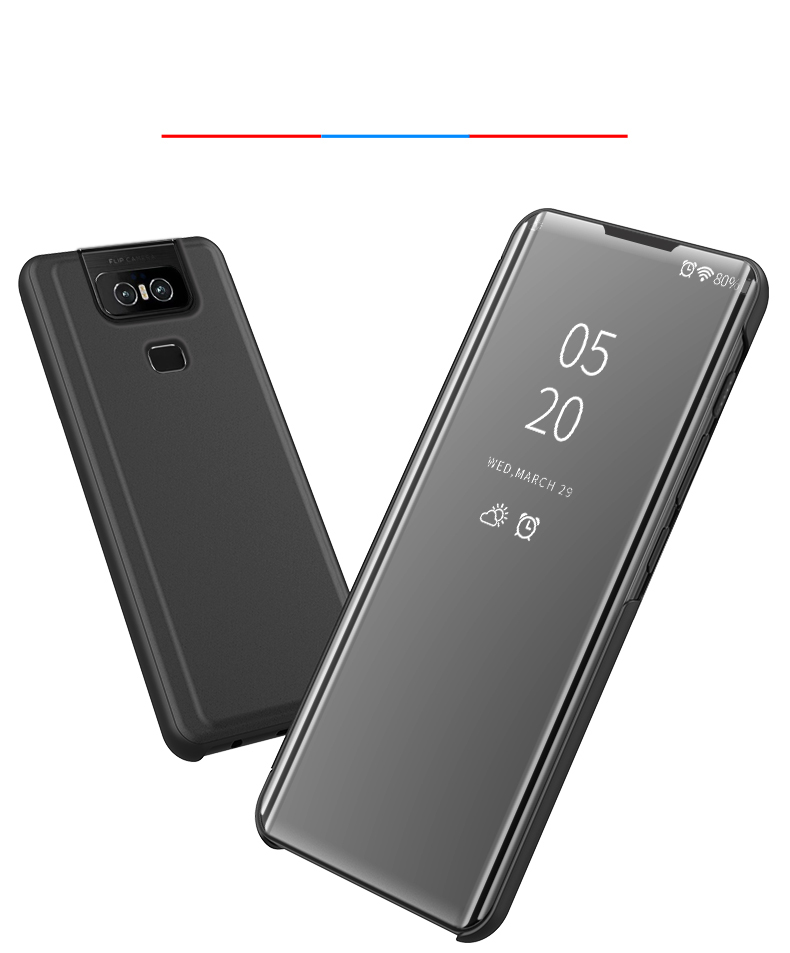 Guarda La Finestra Della Finestra Della Superficie Della Superficie Della Finestra Custodia A Flip In Pelle Per Asus Zenfone 6 ZS630KL - Nero