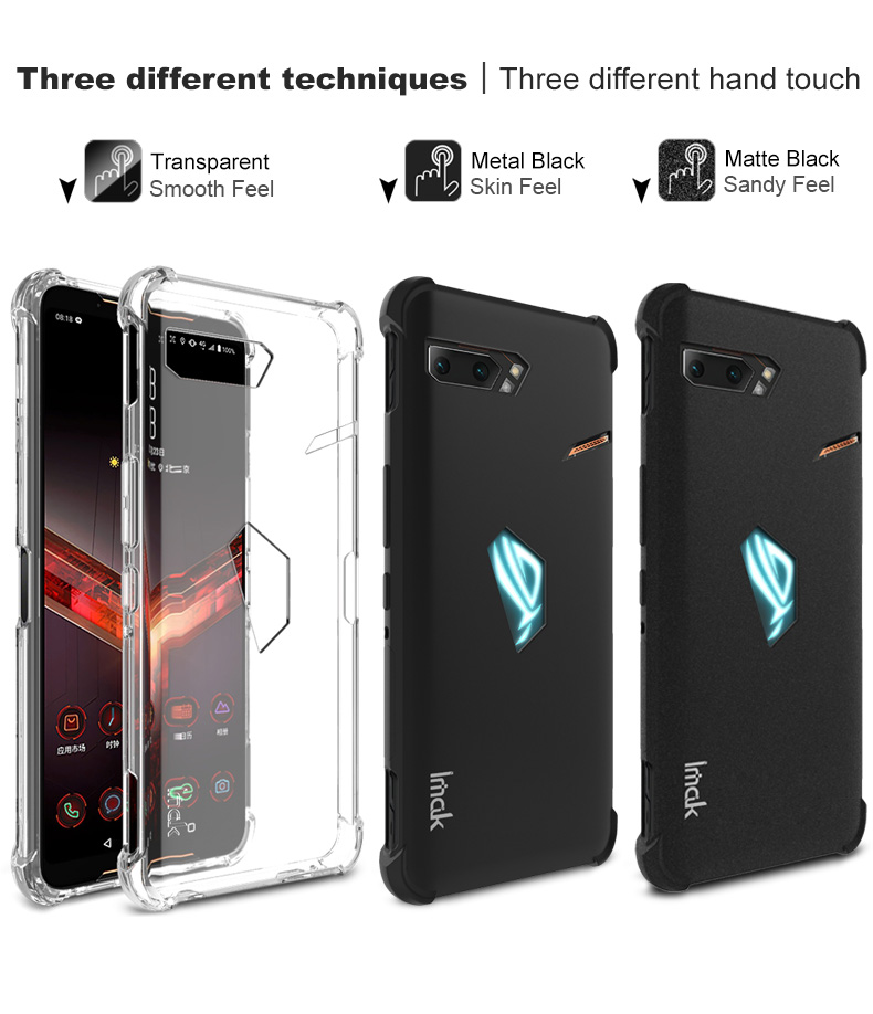 IMAK Pour Asus ROG Téléphone II ZS660KL TPU Couverture + Film D'écran Anti-explosion - Noir Mat