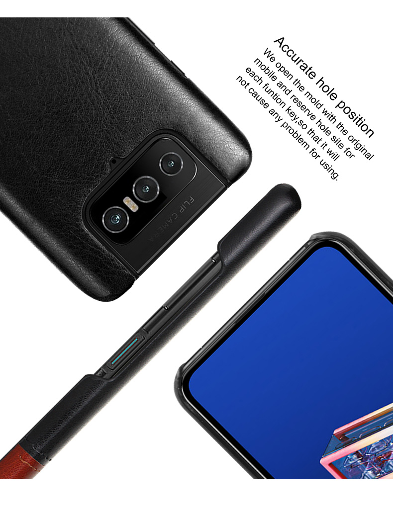 Cáscara Recubierta Recubierta De Cuero De La Serie IMAK Ruiyi Con Protector De Pantalla Para Asus Zenfone 7 ZS670KS / 7 PRO ZS671KS - Negro / Marrón