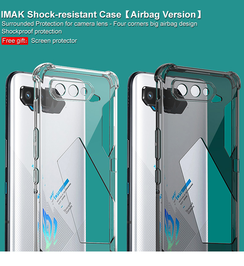 IMAK Case TPU Flexível Bem Protegida Com Alta Protetor de Tela de Transparência Para o Telefone Asus Rog 5/5 Pro/5 Ultimate - Transparente