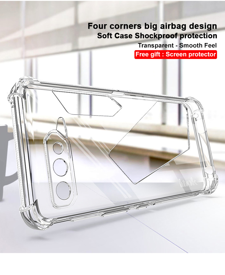 Case TPU Flexible Bien Protégé IMAK Avec Protecteur D'écran de Transparence Élevé Pour Asus ROG Téléphone 5/5 Pro / 5 Ultime - Transparent