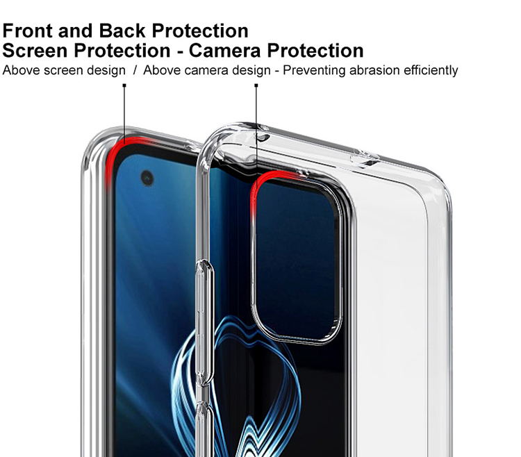 IMAK UX-5 Série Full Corporal Choffrof e Scratch Crystal Transparent TPU Soft TPU Case Tape Para Asus Zenfone 8 - ZS590KS