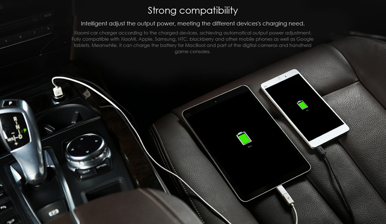 XIAOMI Fast Charging Car Charger Dual USB Output for Xiaomi Samsung iPhone iPad-5