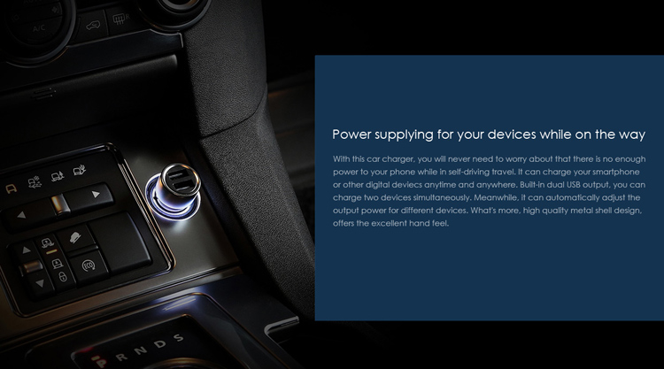 XIAOMI Fast Charging Car Charger Dual USB Output for Xiaomi Samsung iPhone iPad-2