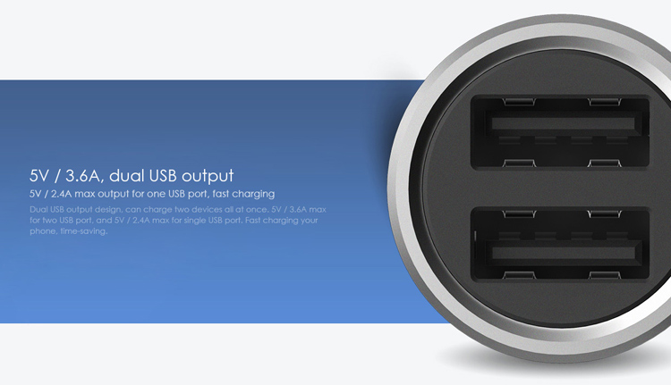 XIAOMI Fast Charging Car Charger Dual USB Output for Xiaomi Samsung iPhone iPad-4