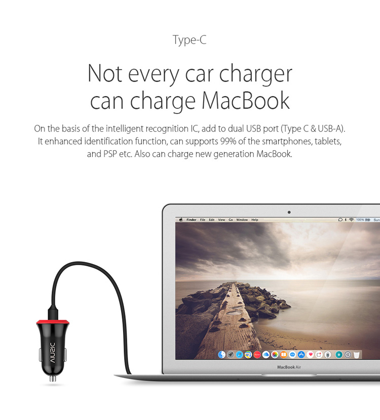 VINSIC VSCC205 Car Charger with Type C Output and USB A Output-1