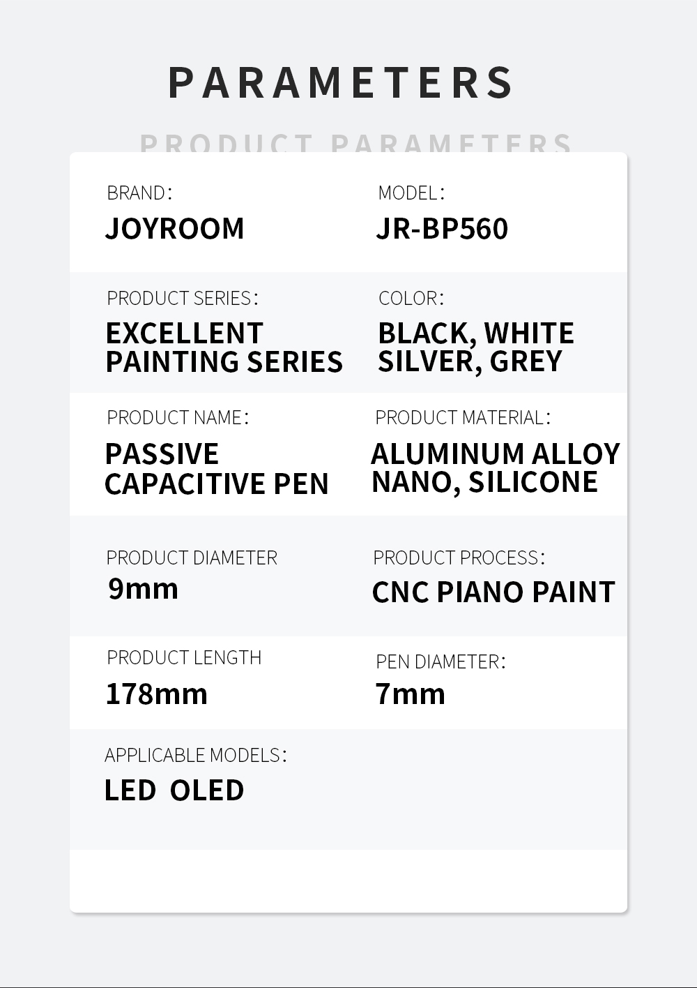 Joyroom Excelente Série Pintura Caneta Capacitiva Passiva Para IPhone Samsung Huawei Etc. - Branco