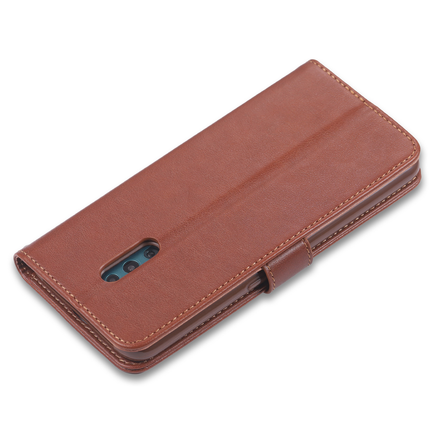 AZNS Leather Wallet Case for Oppo Reno - Black-16