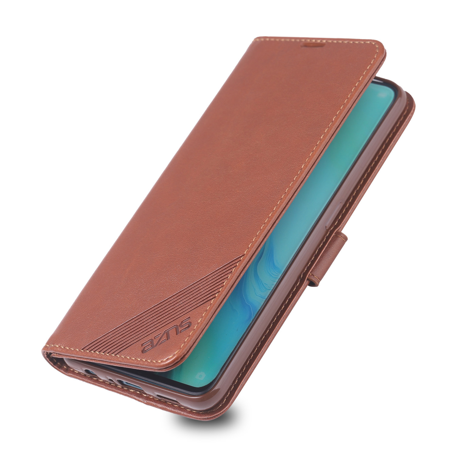 AZNS Leather Wallet Case for Oppo Reno - Black-18