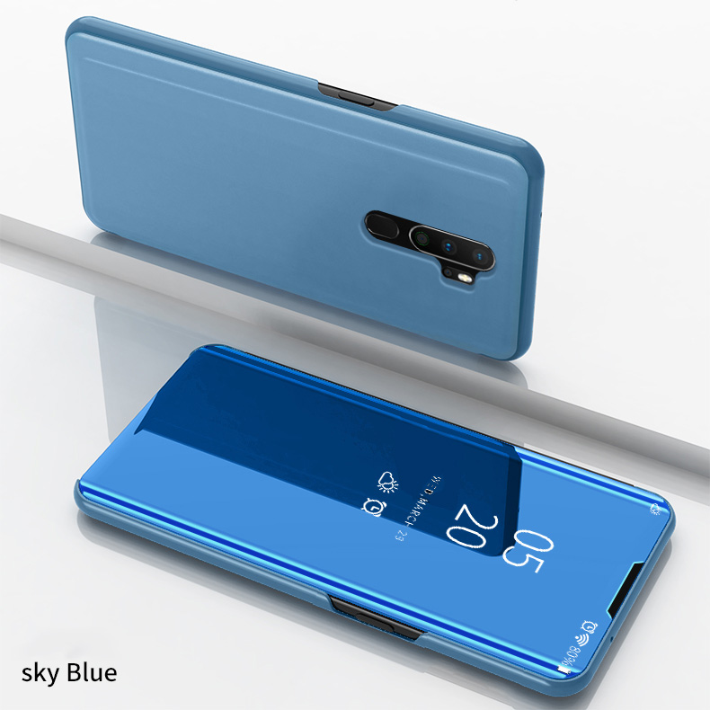 Visualizar Janela Espelho De Superfície De Superfície Protetora Shell Para OPPO A9 (2020) - Azul Escuro