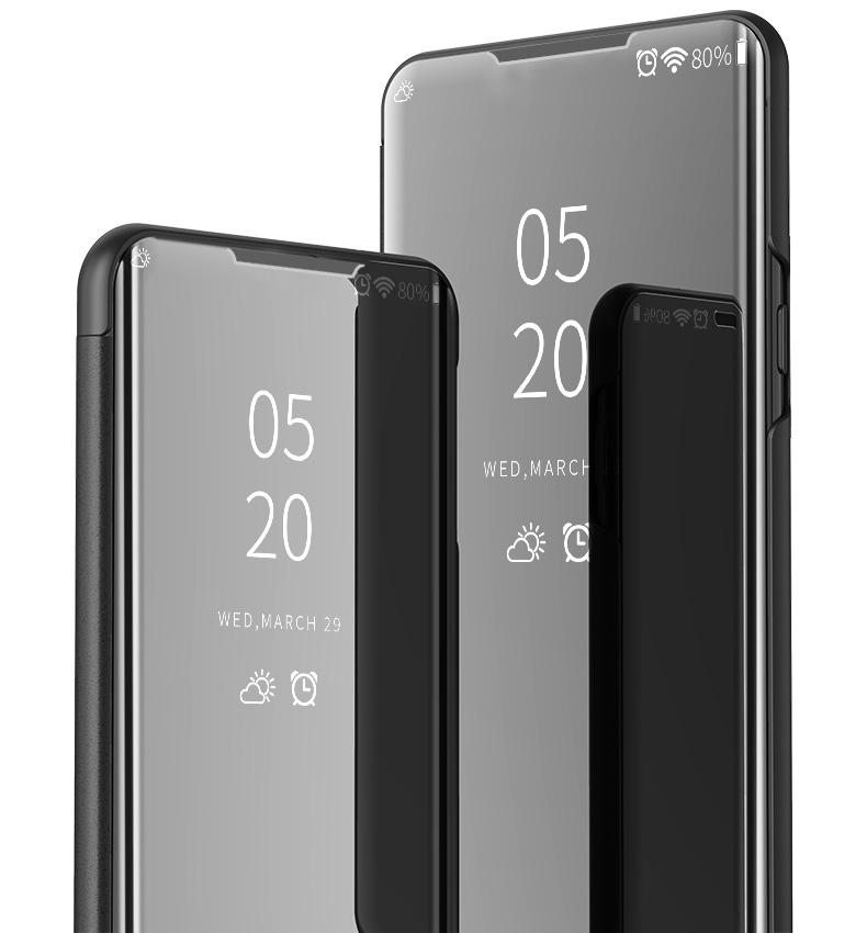 Ver Ventana Espejo Superficie De Cuero Protector De Cuero Para OPPO A9 (2020) - Azul Oscuro