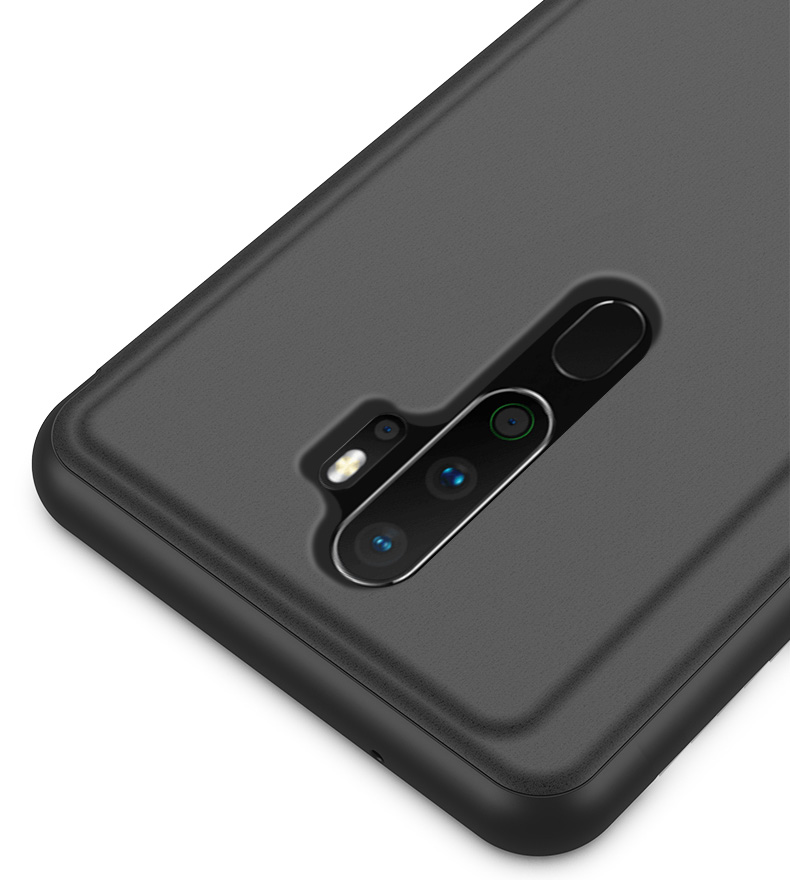 Ansichtfenster Spiegel Oberfläche Leder Schutzhülle Für Oppo A9 (2020) - Dunkelblau