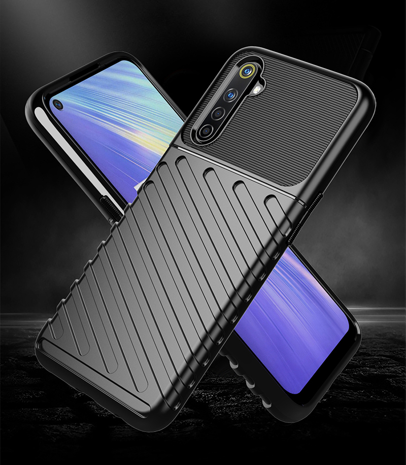 Thunder Serie Textura Textura Soft TPU Shell Para Realme 6 - Negro