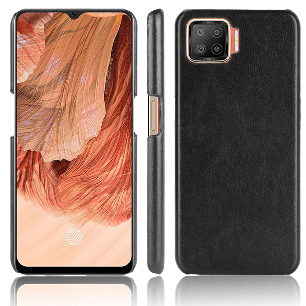 Litchi Texture PU Leather Coated PC Mobile Casing for Oppo F17 / A73 - Black-1