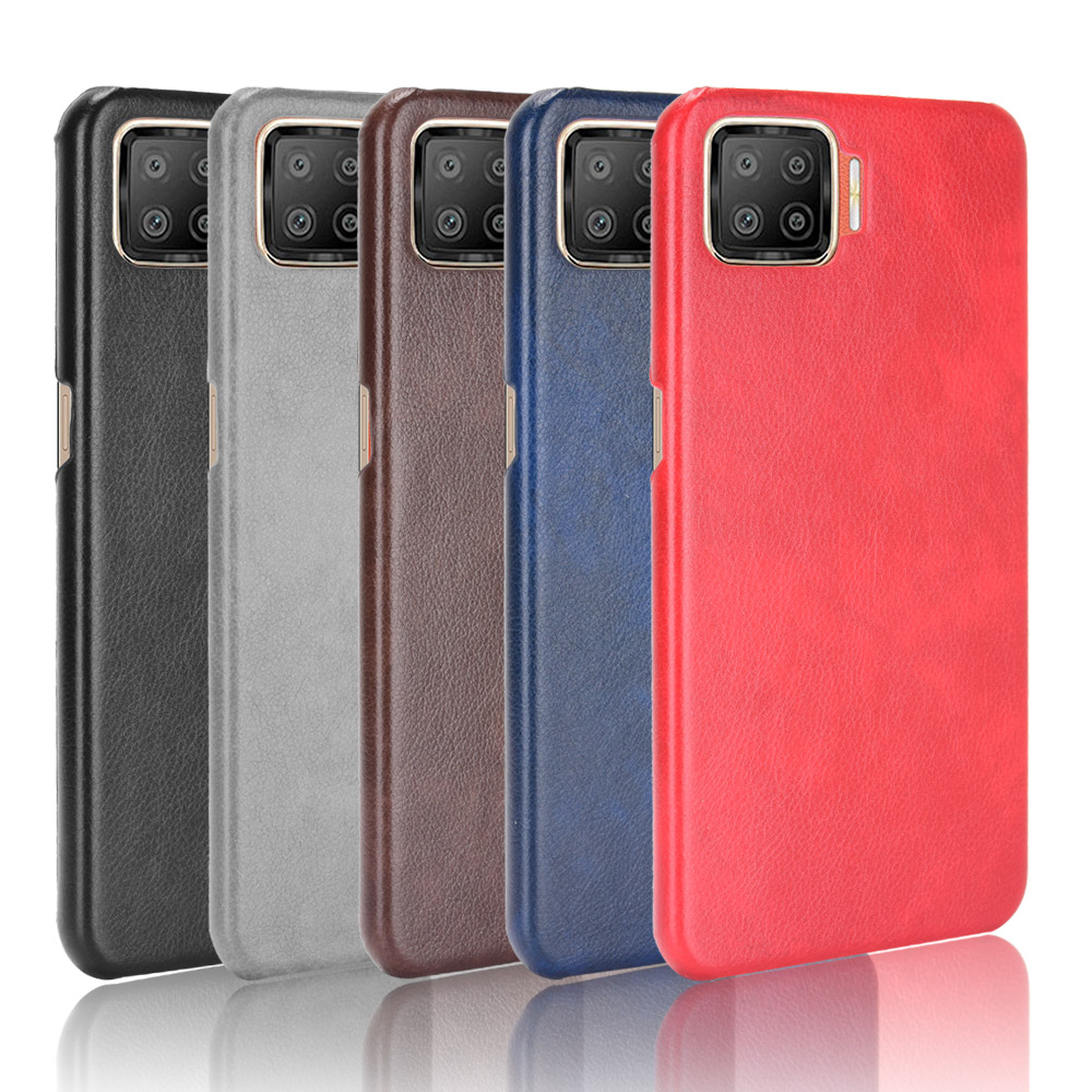 Litchi Texture PU Leather Coated PC Mobile Casing for Oppo F17 / A73 - Black-6