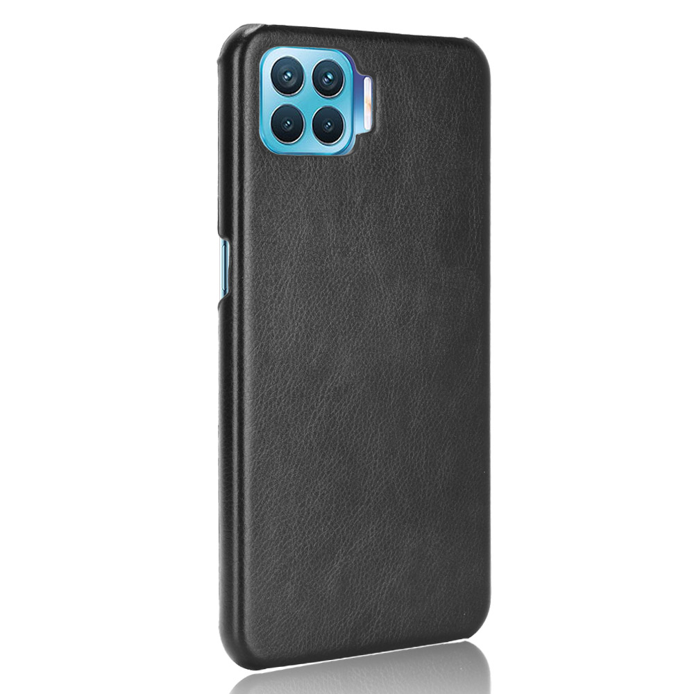 Litchi Texture PU Leather Coated PC Mobile Casing for Oppo F17 Pro/A93/Reno4 Lite/Reno4 F - Black-3
