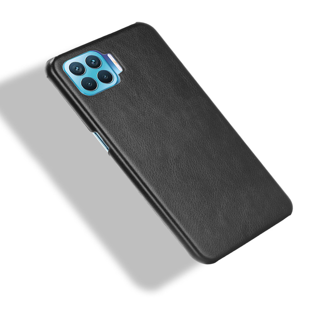 Litchi Texture PU Leather Coated PC Mobile Casing for Oppo F17 Pro/A93/Reno4 Lite/Reno4 F - Black-4