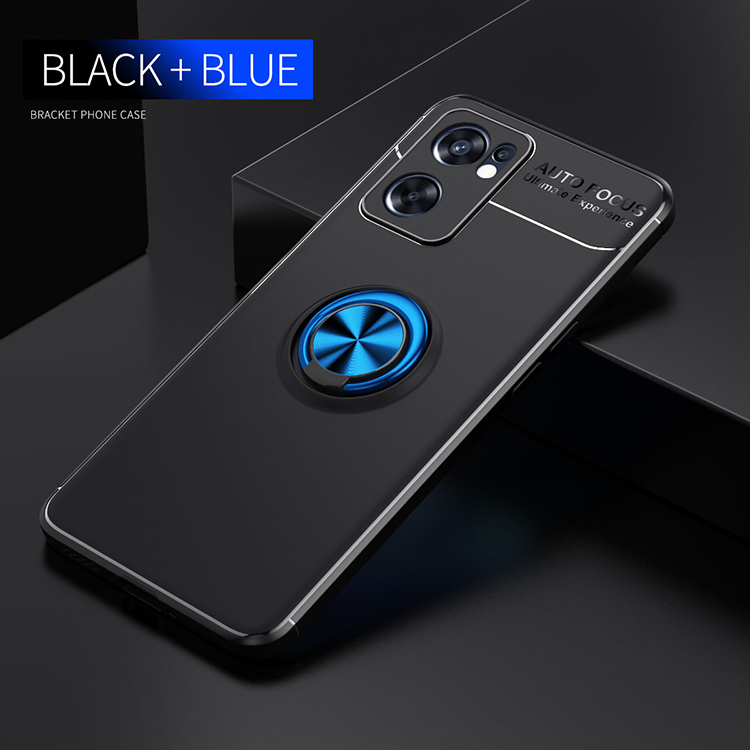 Portada de Anillo Patada de Kickstand TPU Soft Tpu Matte Recubrimiento de la Cubierta Protectora Anti-Scratch Para Oppo Reno7 SE 5G - Negro