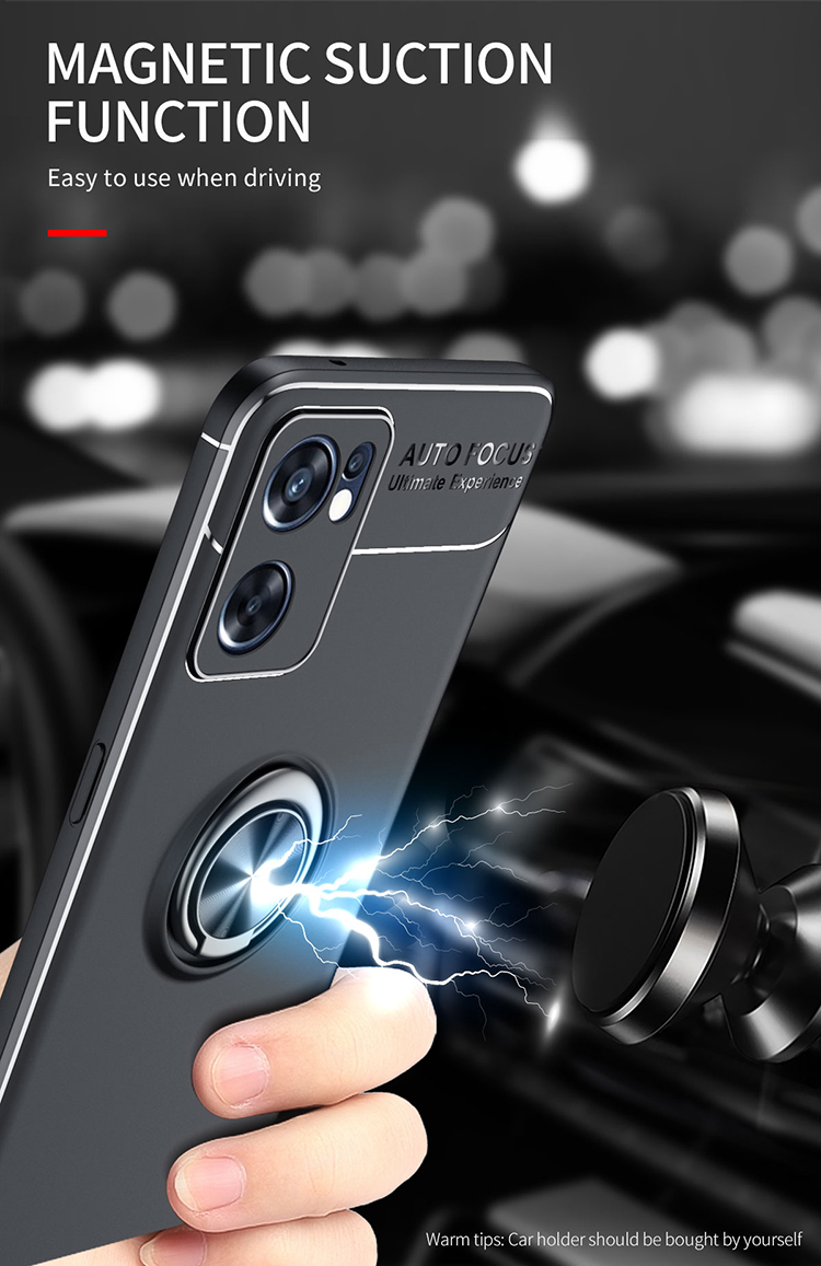 Portada de Anillo Patada de Kickstand TPU Soft Tpu Matte Recubrimiento de la Cubierta Protectora Anti-Scratch Para Oppo Reno7 SE 5G - Negro