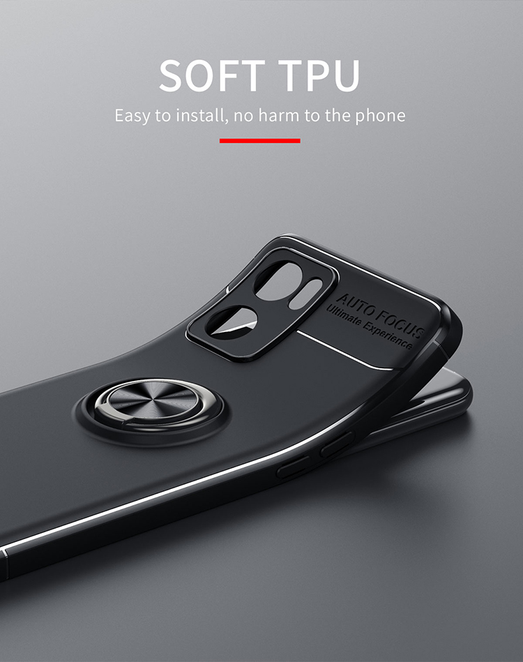 Portada de Anillo Patada de Kickstand TPU Soft Tpu Matte Recubrimiento de la Cubierta Protectora Anti-Scratch Para Oppo Reno7 SE 5G - Negro