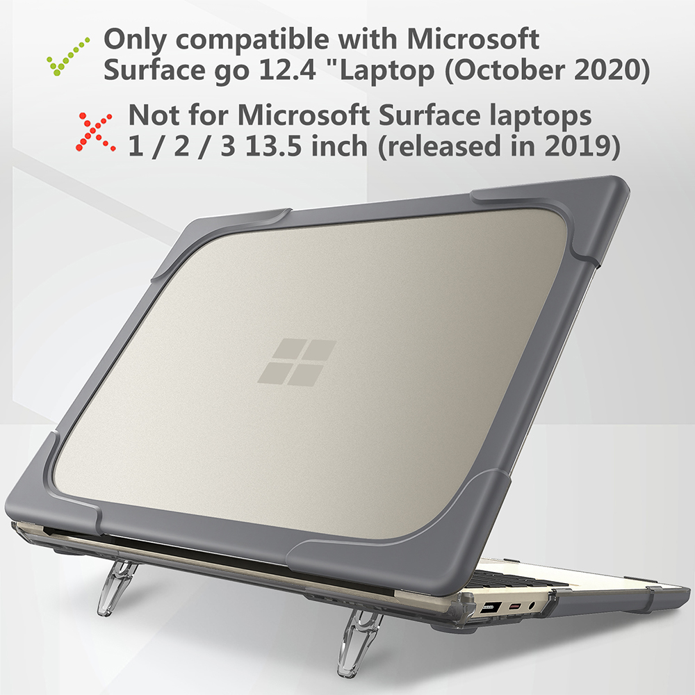 Stand Case Protective Two-piece PC+TPU Hybrid Cover for Surface Laptop Go - Grey-1
