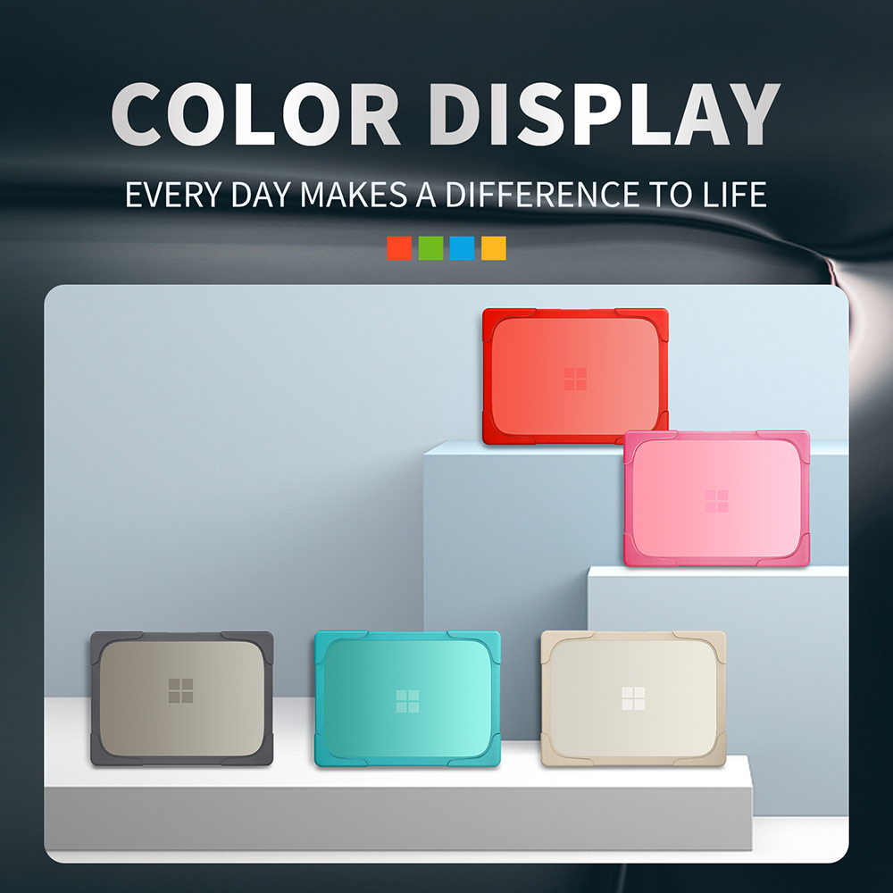Stand Case Protective Two-piece PC+TPU Hybrid Cover for Surface Laptop Go - Grey-11