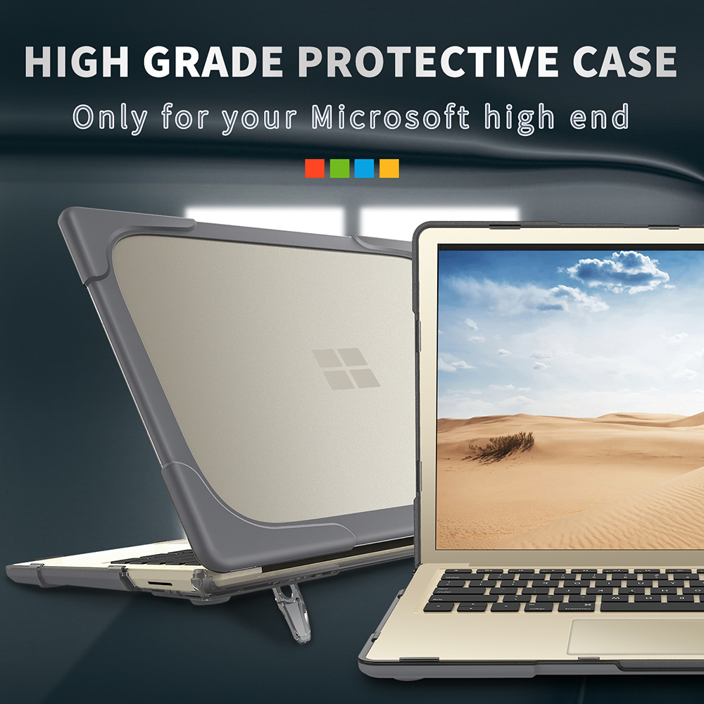 Stand Case Protective Two-piece PC+TPU Hybrid Cover for Surface Laptop Go - Grey-3
