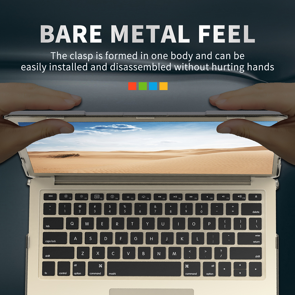 Stand Case Protective Two-piece PC+TPU Hybrid Cover for Surface Laptop Go - Grey-7