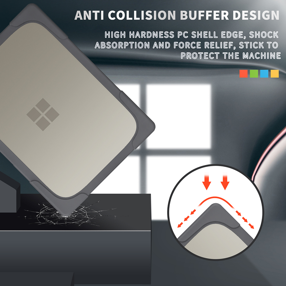 Stand Case Protective Two-piece PC+TPU Hybrid Cover for Surface Laptop Go - Grey-9