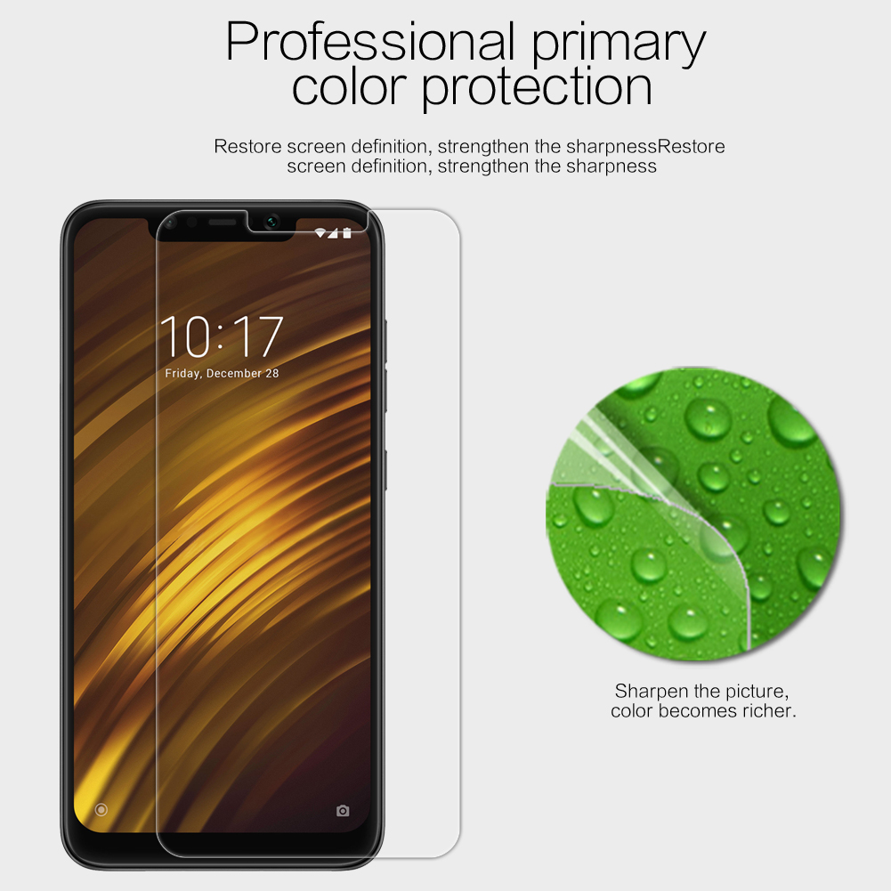 Nillkin Anti-fingerprint HD Clear LCD Screen Guard Film Para Xiaomi Pocophone F1 / Poco F1 (índia)