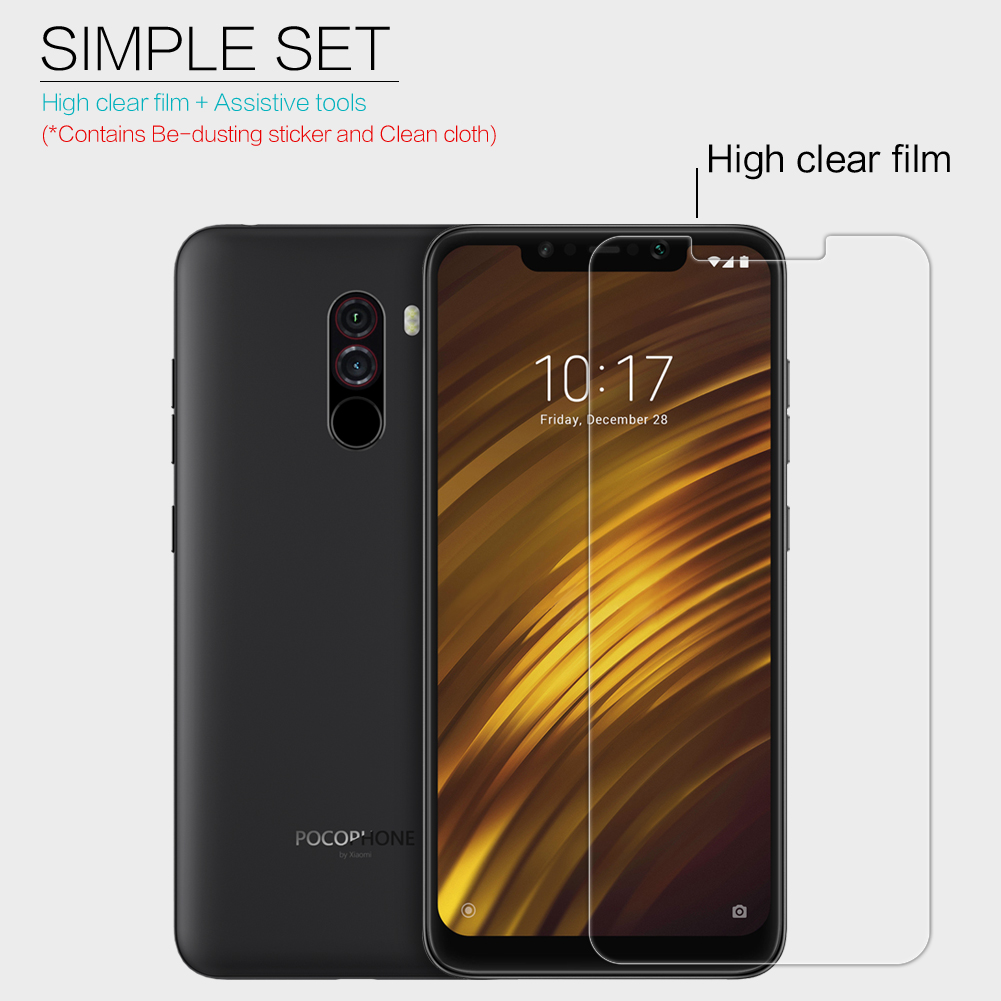 Nillkin Anti-fingerprint HD Clear LCD Screen Guard Film Para Xiaomi Pocophone F1 / Poco F1 (índia)