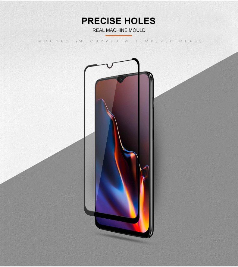 Mocoloco Silk Imprimir Arco Edge Cobertura Completa Protetor De Tela De Vidro Temperado Para OnePlus 6T - Preto