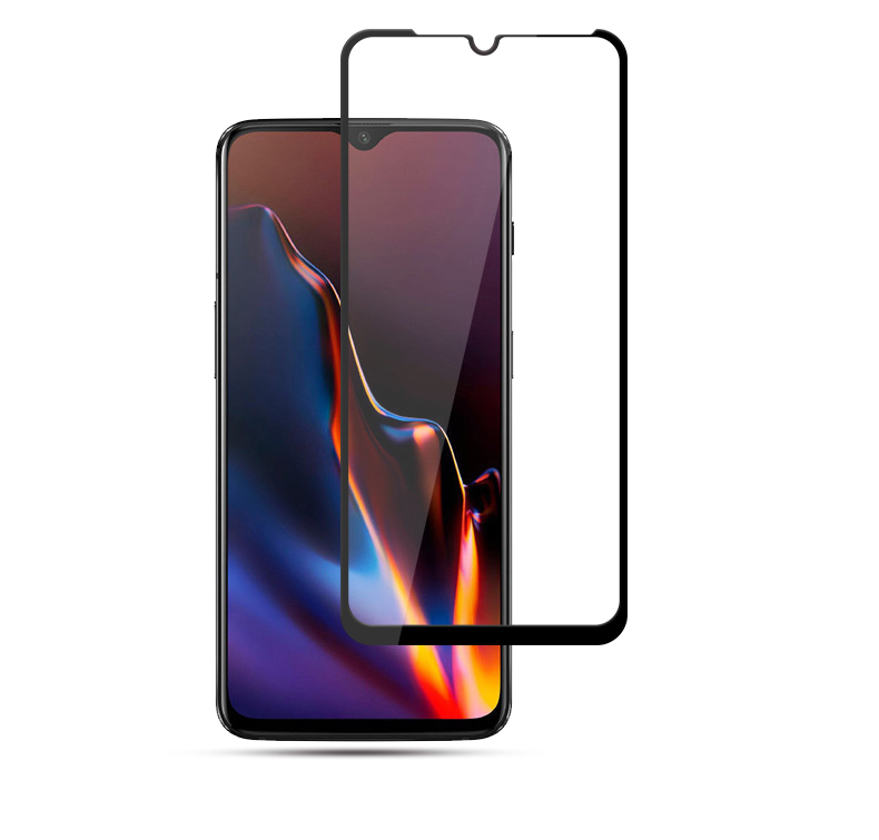 Mocoloco Silk Imprimir Arco Edge Cobertura Completa Protetor De Tela De Vidro Temperado Para OnePlus 6T - Preto