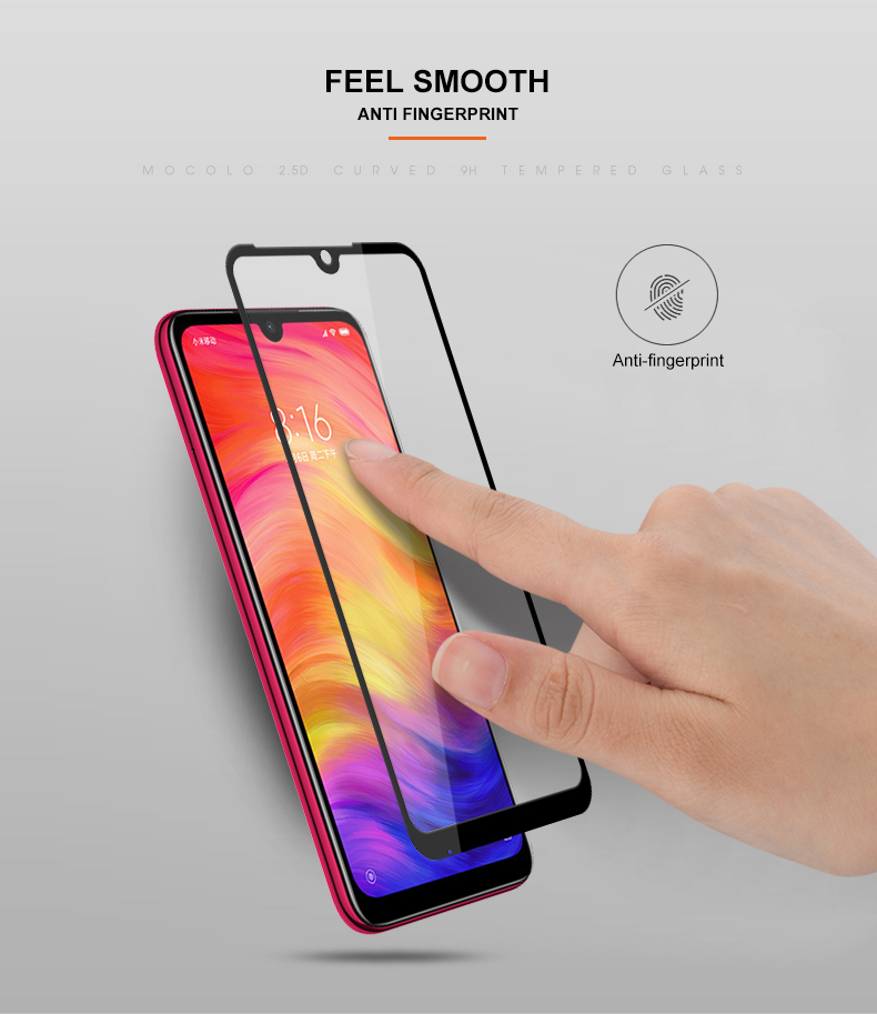 Mocolo Seidendruck Anti-explosion Temperiertes Glas Vollbildschild [vollkleber] Für Xiaomi Redmi Note 7 / Anmerkung 7 Pro (indien) - Schwarz